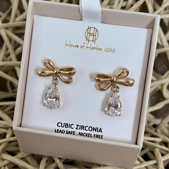 House of Harlow 1960 Jewelry - HOUSE OF HARLOW • BOW DANGLE EARRING